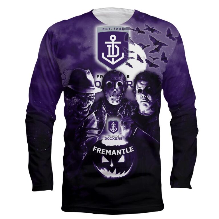 AFL Fremantle Dockers Halloween Adult Kid Zip Hoodie T Shirt Long Sleeve Hawaiian