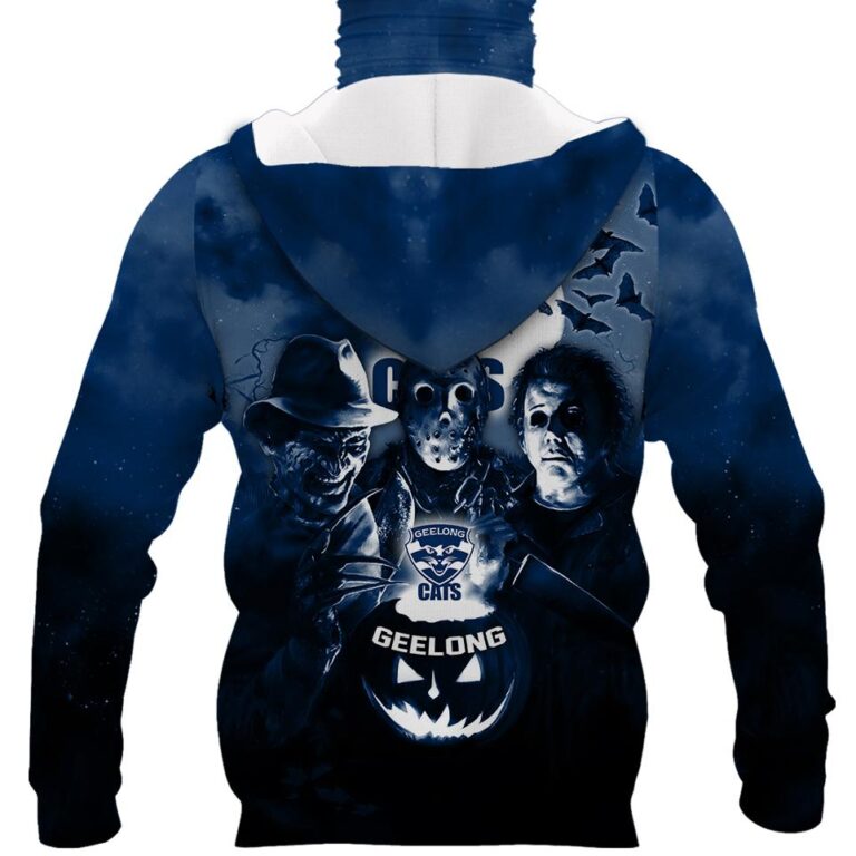 AFL Geelong Cats Halloween Adult Kid Zip Hoodie T Shirt Long Sleeve Hawaiian