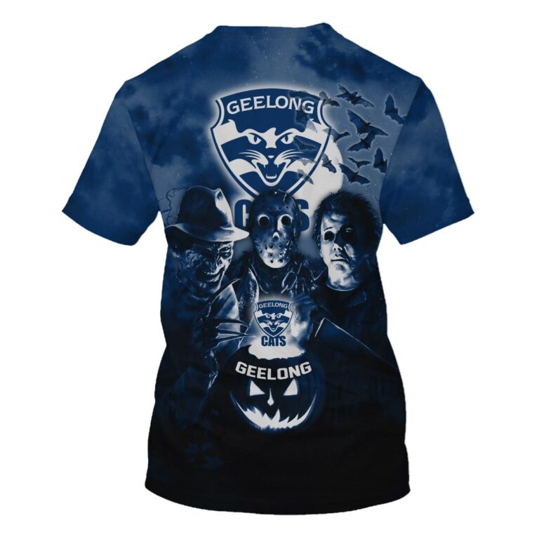 AFL Geelong Cats Halloween Adult Kid Zip Hoodie T Shirt Long Sleeve Hawaiian