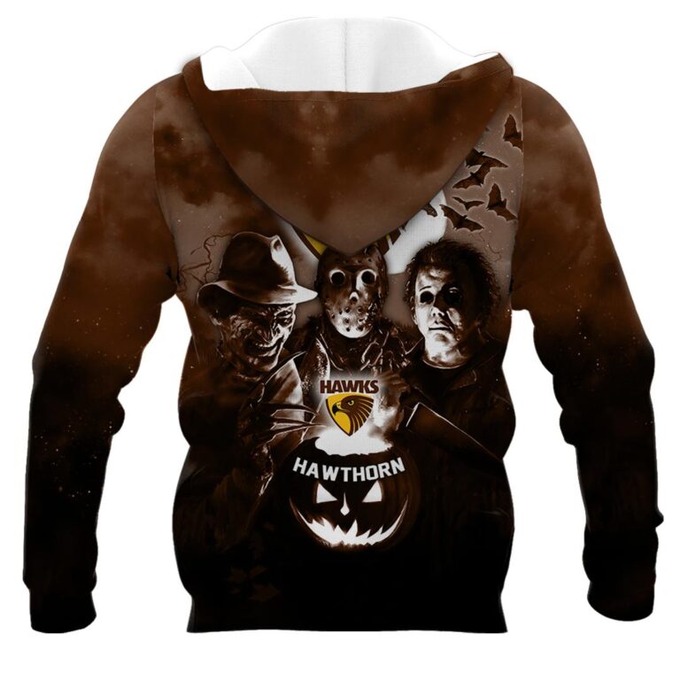 AFL Hawthorn Hawks Halloween Adult Kid Zip Hoodie T Shirt Long Sleeve Hawaiian