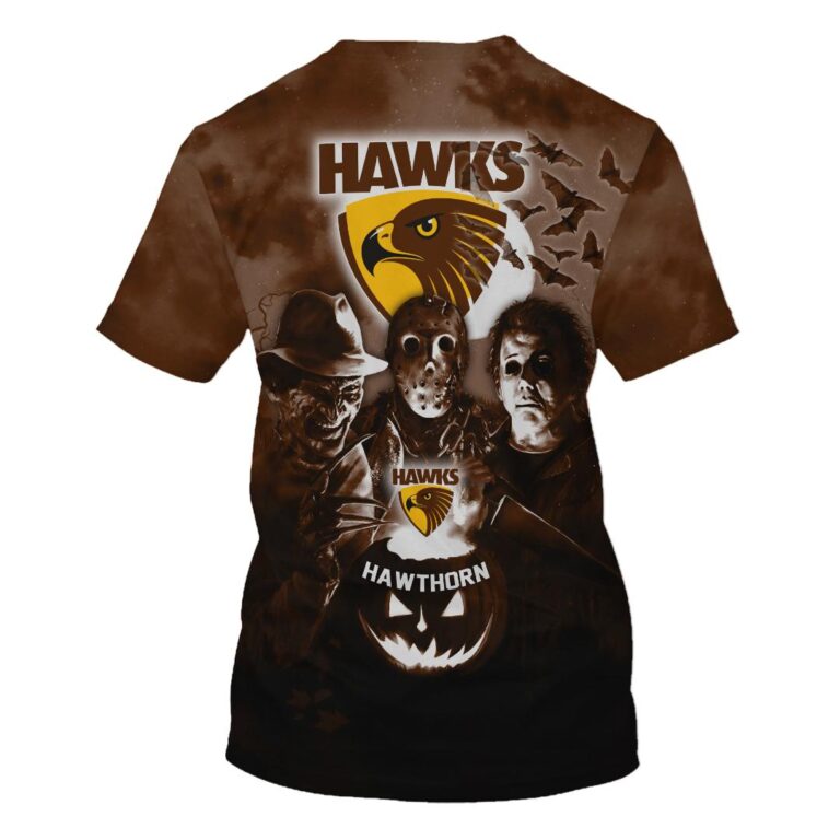 AFL Hawthorn Hawks Halloween Adult Kid Zip Hoodie T Shirt Long Sleeve Hawaiian