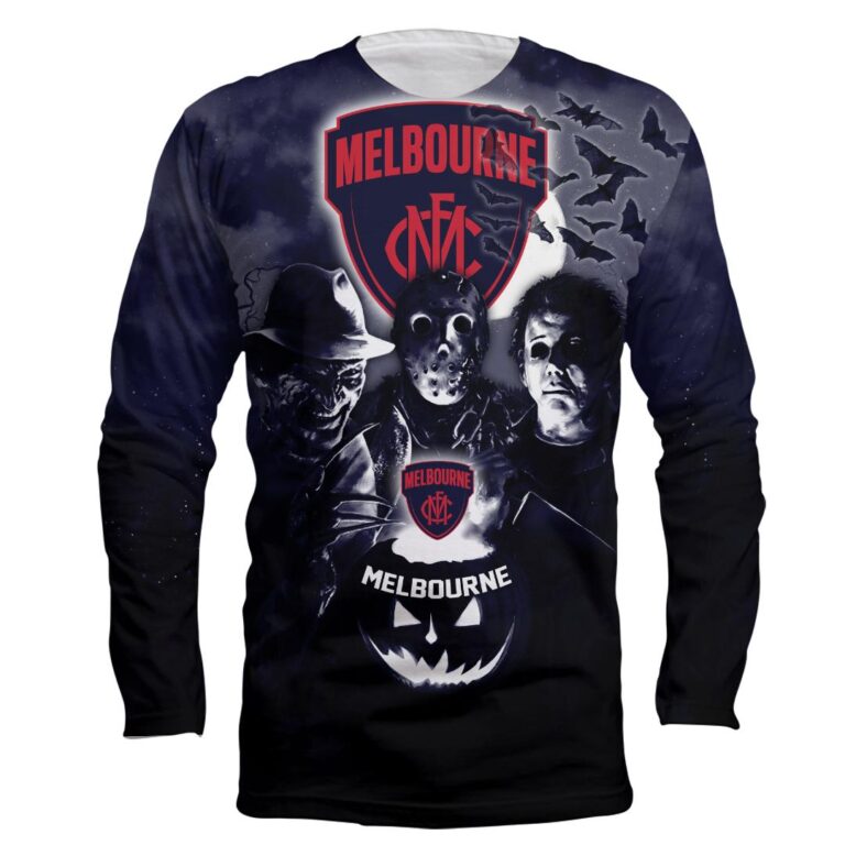 AFL Melbourne Demons Halloween Adult Kid Zip Hoodie T Shirt Long Sleeve Hawaiian