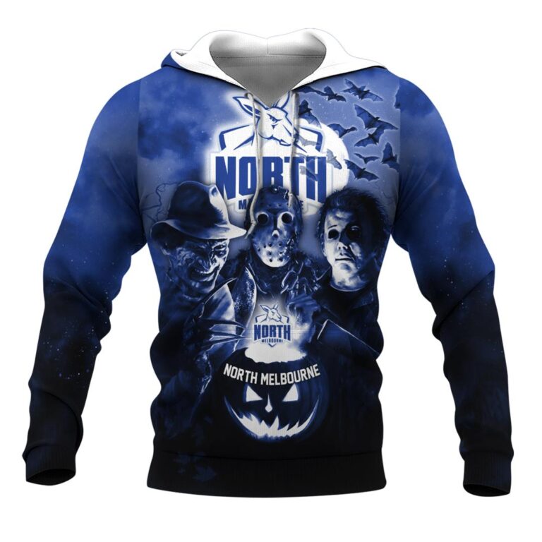 AFL North Melbourne Kangaroos Halloween Adult Kid Zip Hoodie T Shirt Long Sleeve Hawaiian