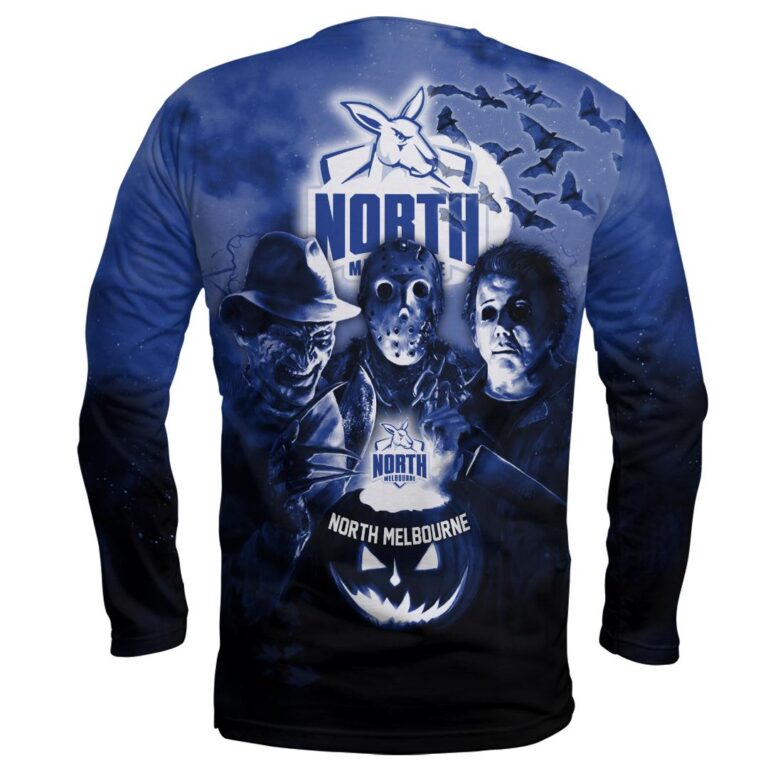 AFL North Melbourne Kangaroos Halloween Adult Kid Zip Hoodie T Shirt Long Sleeve Hawaiian