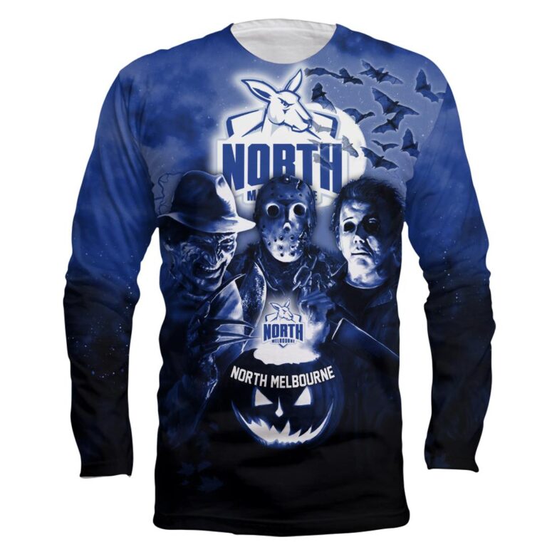 AFL North Melbourne Kangaroos Halloween Adult Kid Zip Hoodie T Shirt Long Sleeve Hawaiian