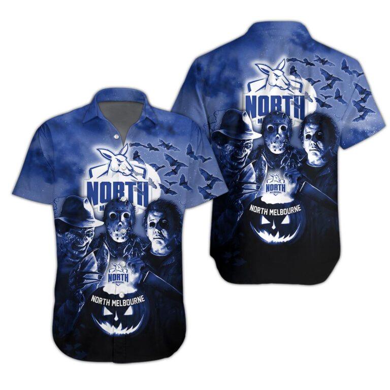 AFL North Melbourne Kangaroos Halloween Adult Kid Zip Hoodie T Shirt Long Sleeve Hawaiian
