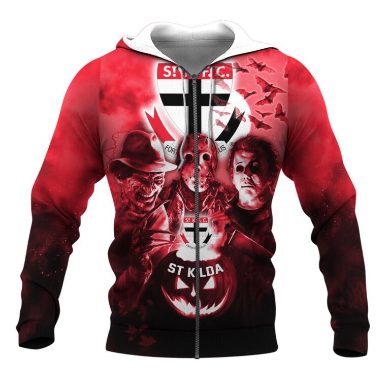 AFL St Kilda Saints Halloween Adult Kid Zip Hoodie T Shirt Long Sleeve Hawaiian
