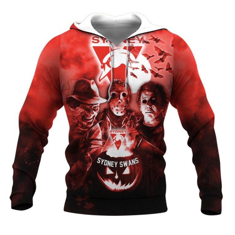 AFL Sydney Swans Halloween Adult Kid Zip Hoodie T Shirt Long Sleeve Hawaiian