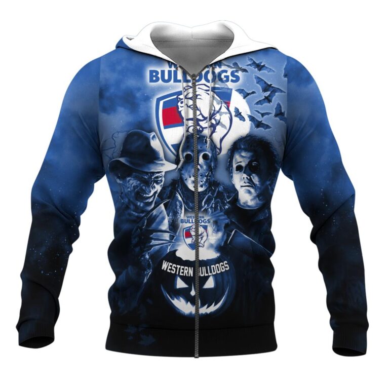 AFL Western Bulldogs Halloween Adult Kid Zip Hoodie T Shirt Long Sleeve Hawaiian