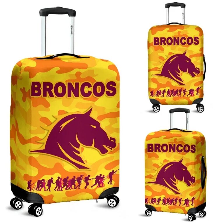 NRL Brisbane Broncos Luggage Covers Anzac Day Camouflage Vibes - Gold K8