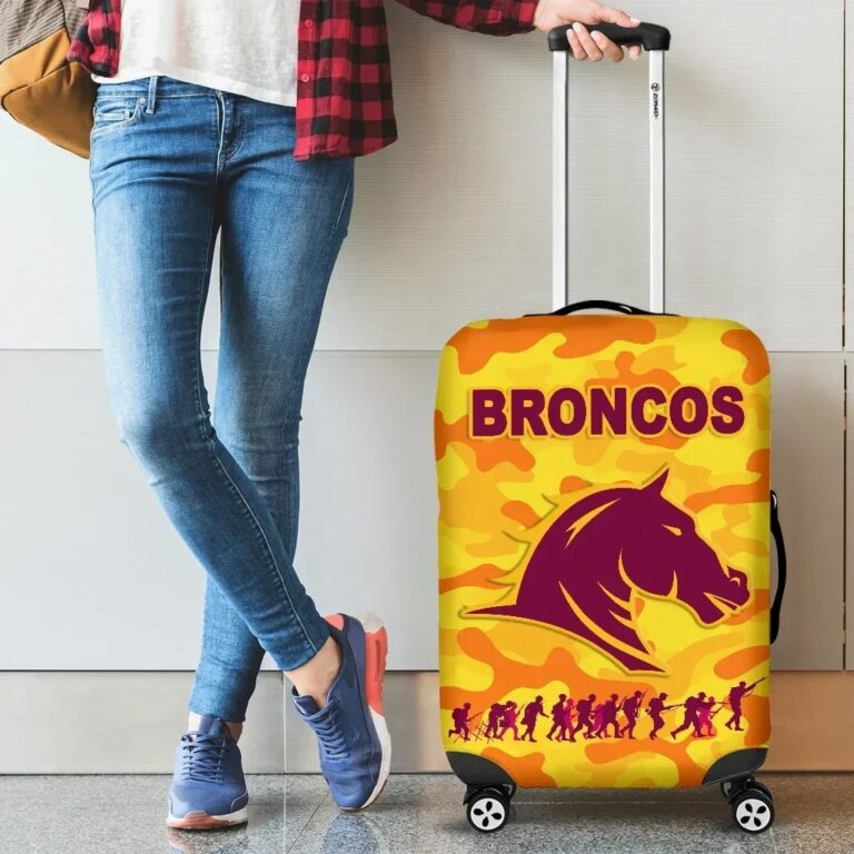 NRL Brisbane Broncos Luggage Covers Anzac Day Camouflage Vibes - Gold K8