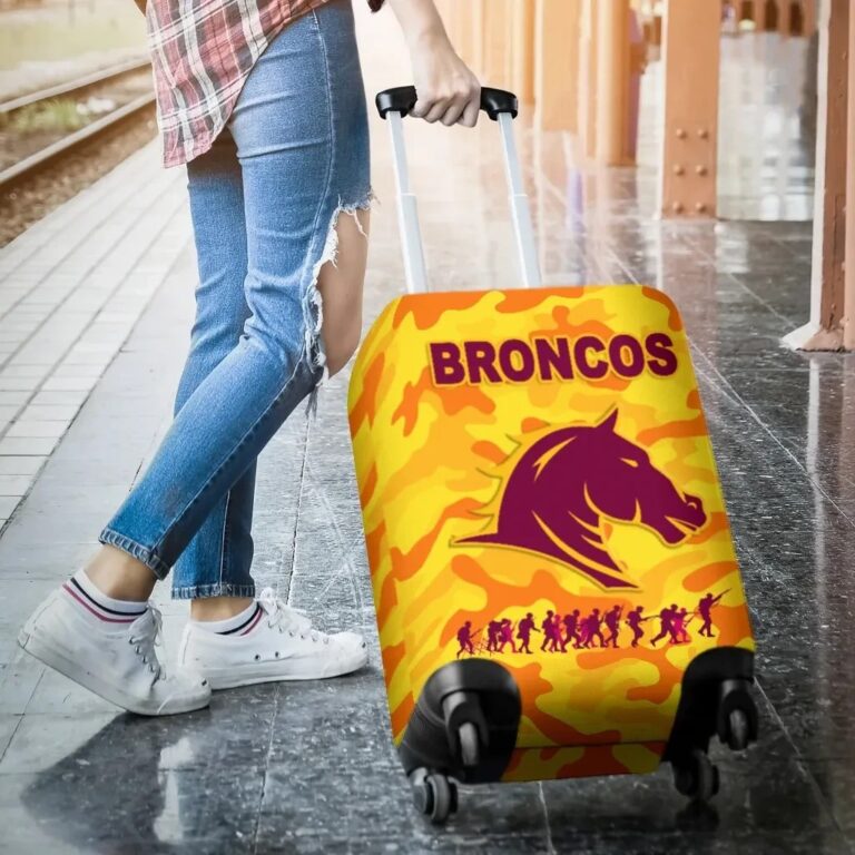 NRL Brisbane Broncos Luggage Covers Anzac Day Camouflage Vibes - Gold K8