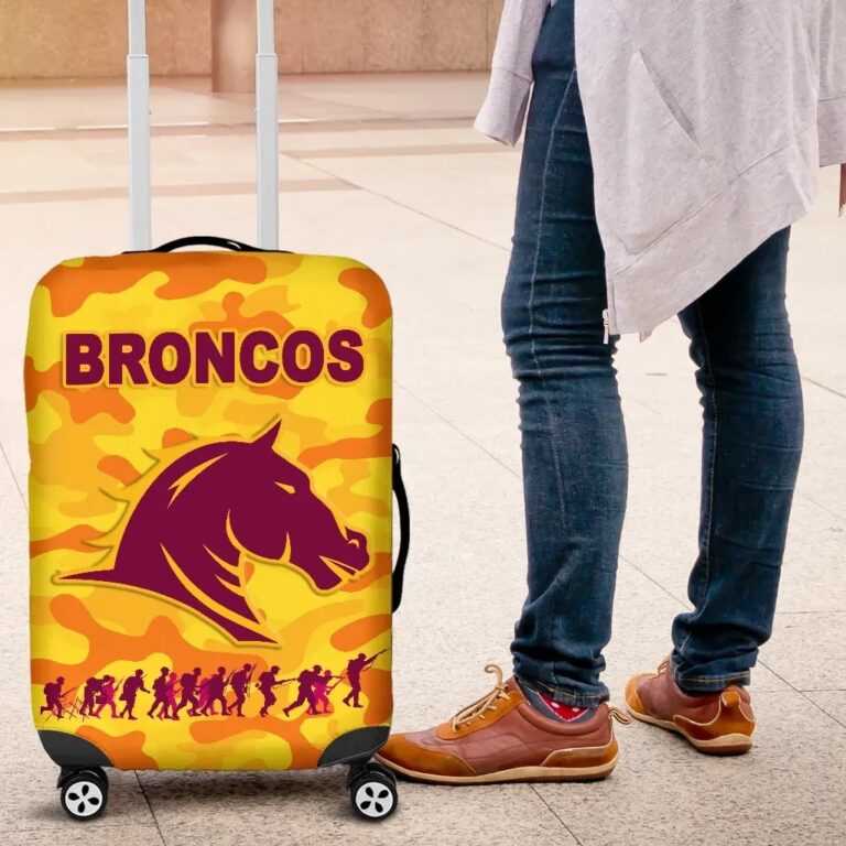 NRL Brisbane Broncos Luggage Covers Anzac Day Camouflage Vibes - Gold K8