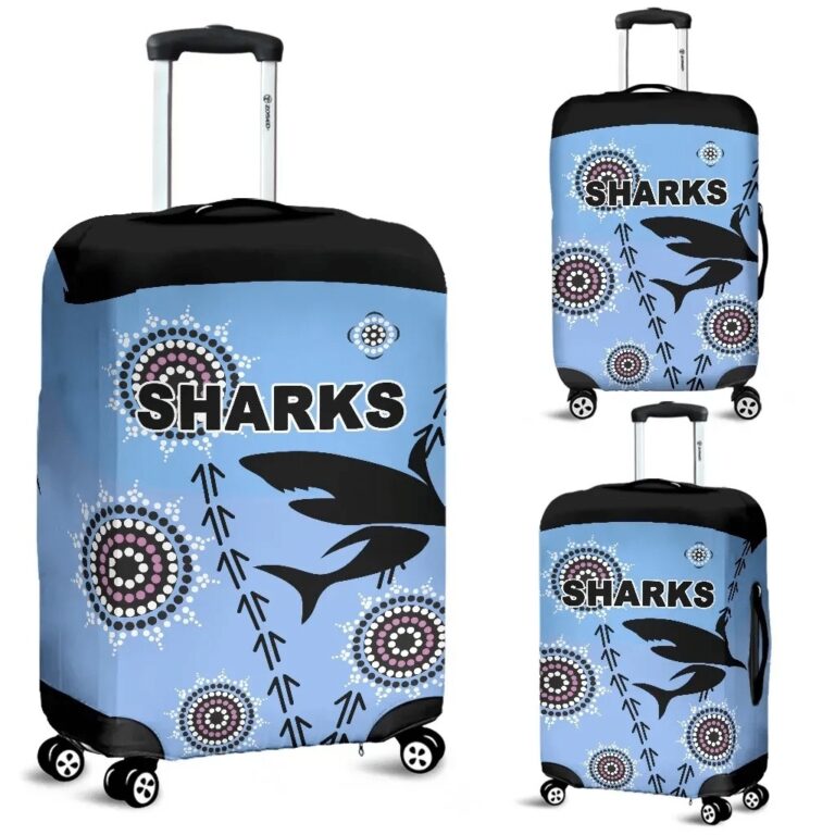 NRL Cronulla Luggage Covers Sharks Simple Indigenous - Blue K8