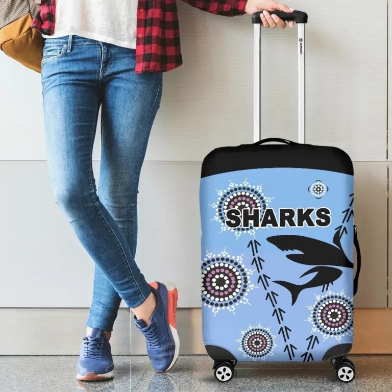 NRL Cronulla Luggage Covers Sharks Simple Indigenous - Blue K8