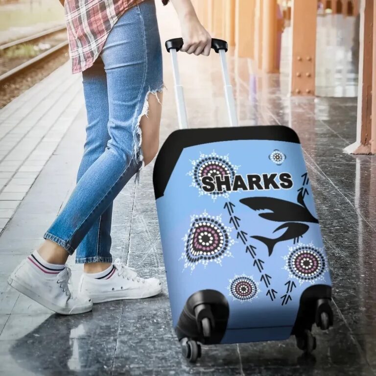 NRL Cronulla Luggage Covers Sharks Simple Indigenous - Blue K8
