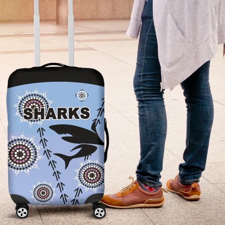 NRL Cronulla Luggage Covers Sharks Simple Indigenous - Blue K8