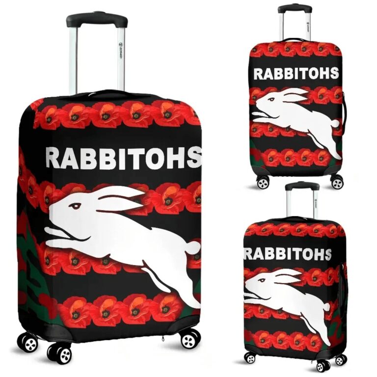 NRL South Sydney Rabbitohs Luggage Covers Anzac Day Poppy Flower Vibes K8
