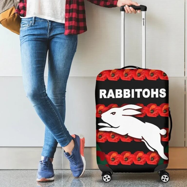 NRL South Sydney Rabbitohs Luggage Covers Anzac Day Poppy Flower Vibes K8