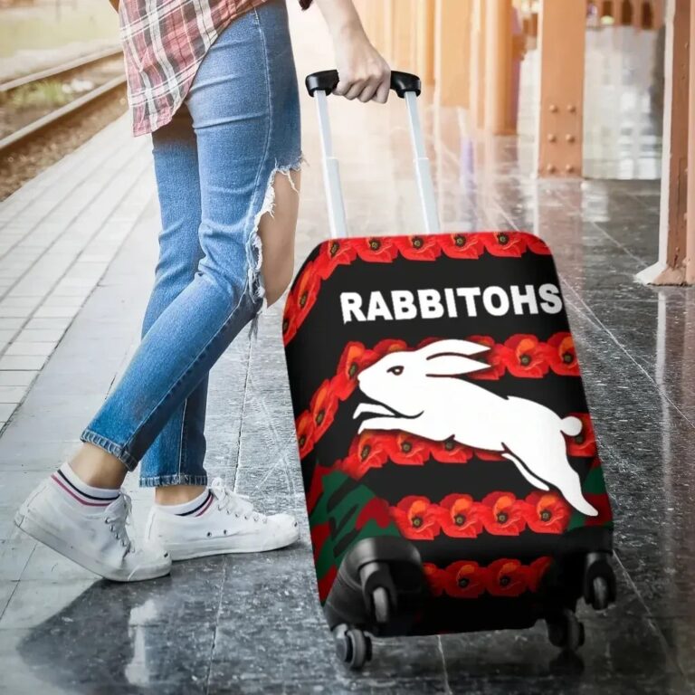 NRL South Sydney Rabbitohs Luggage Covers Anzac Day Poppy Flower Vibes K8