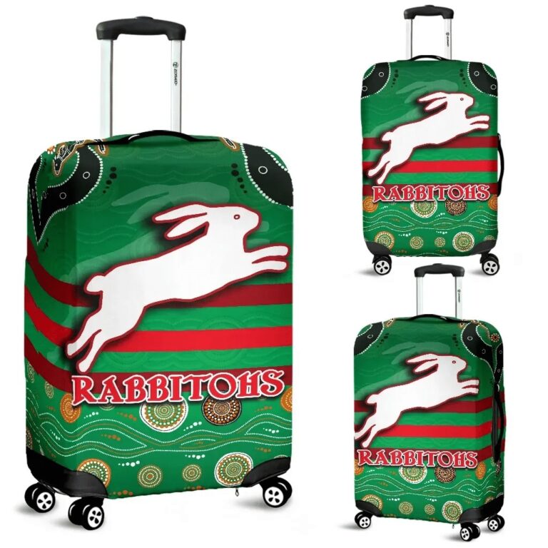 NRL Rabbitohs Luggage Covers Indigenous Green K13