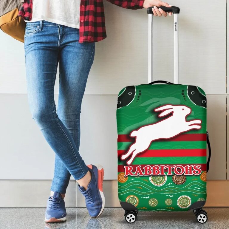NRL Rabbitohs Luggage Covers Indigenous Green K13