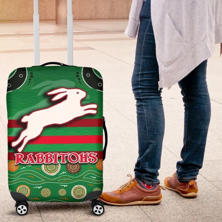 NRL Rabbitohs Luggage Covers Indigenous Green K13