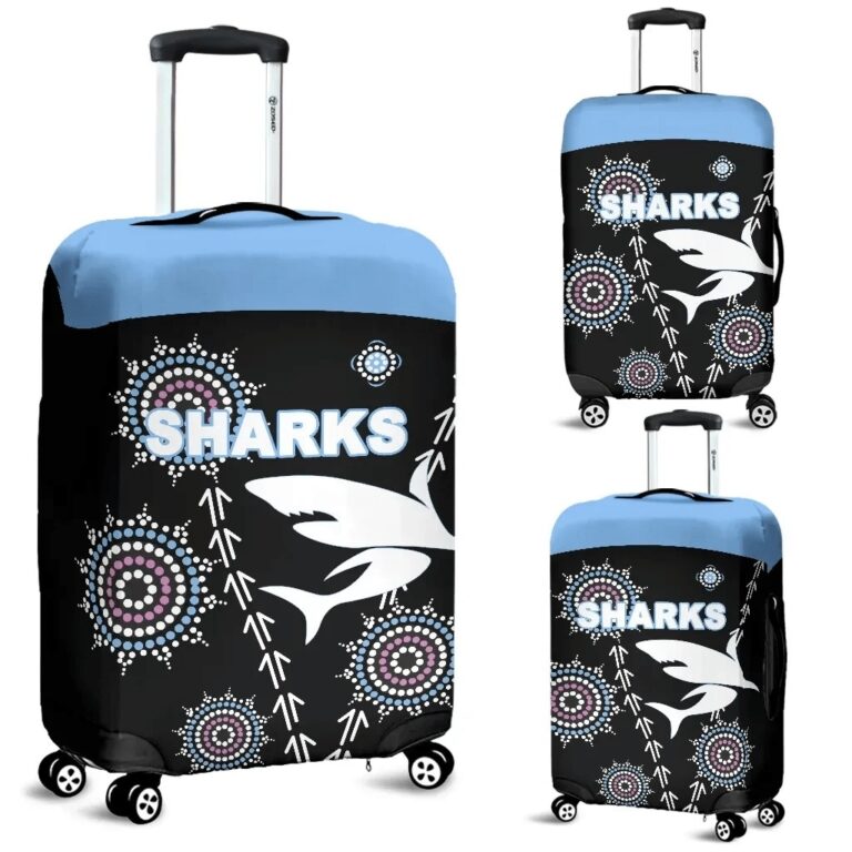NRL Cronulla Luggage Covers Sharks Simple Indigenous - Black K8
