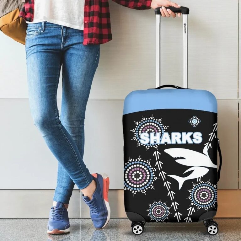 NRL Cronulla Luggage Covers Sharks Simple Indigenous - Black K8