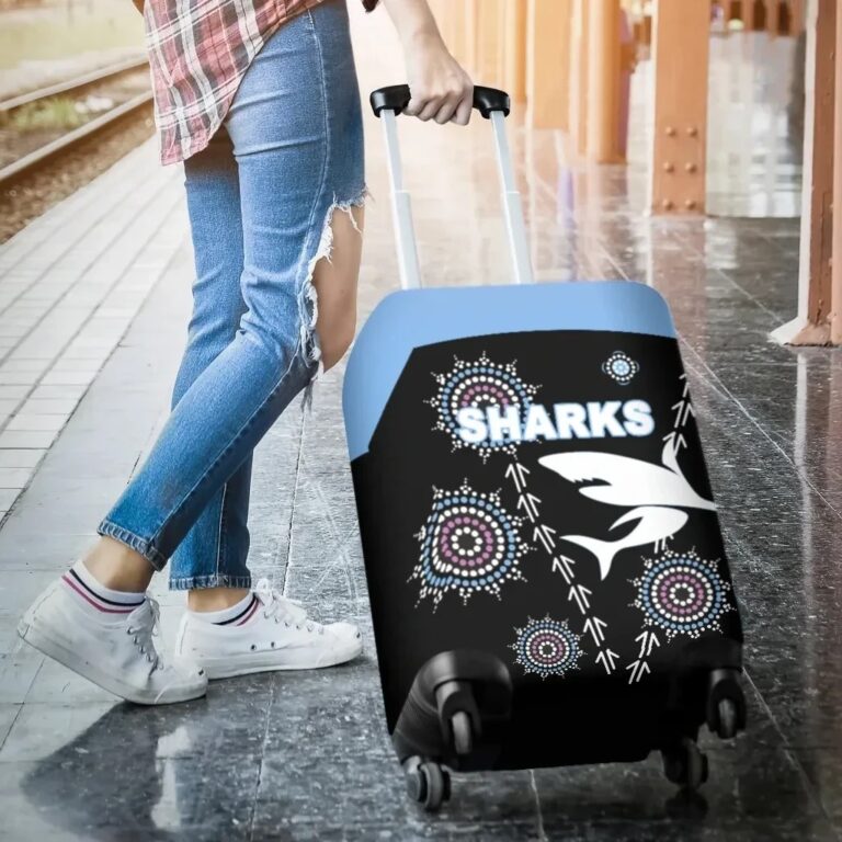 NRL Cronulla Luggage Covers Sharks Simple Indigenous - Black K8