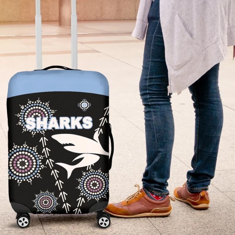 NRL Cronulla Luggage Covers Sharks Simple Indigenous - Black K8