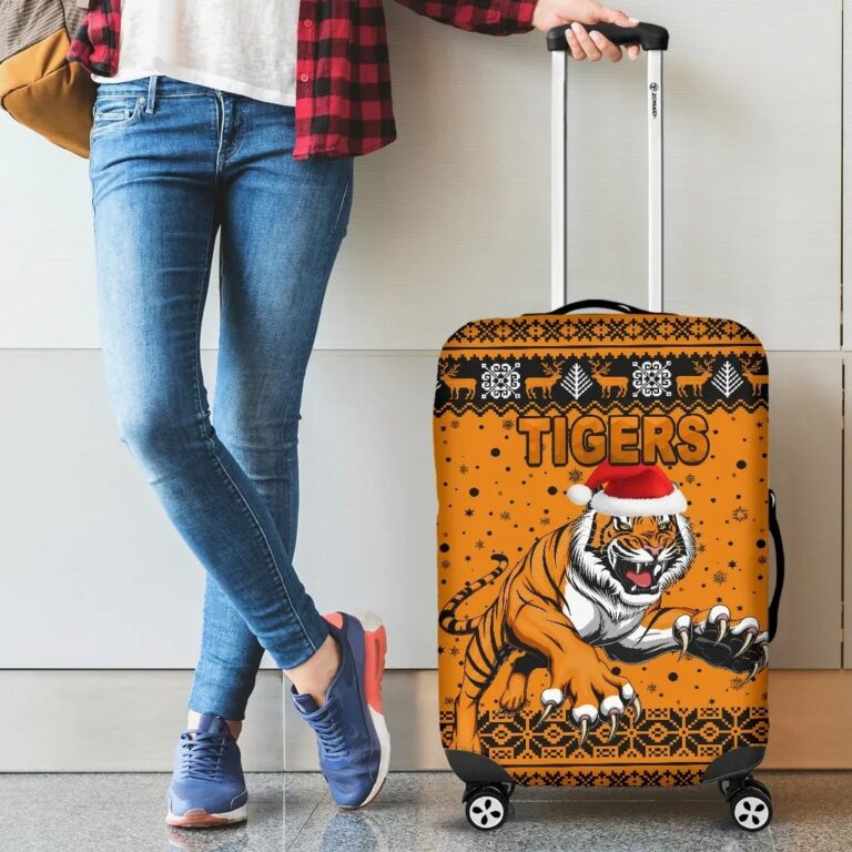 NRL Wests Christmas Luggage Covers Tigers Unique Vibes - Orange K8
