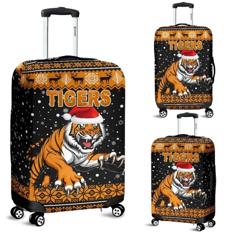 NRL Wests Christmas Luggage Covers Tigers Unique Vibes - Black K8