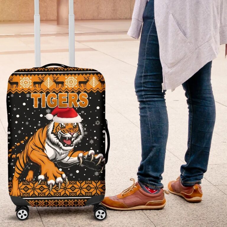 NRL Wests Christmas Luggage Covers Tigers Unique Vibes - Black K8