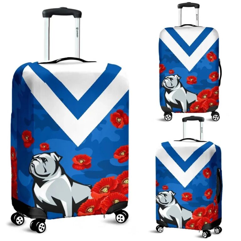 NRL Bulldogs Luggage Covers Anzac Day Poppy Flowers TH4