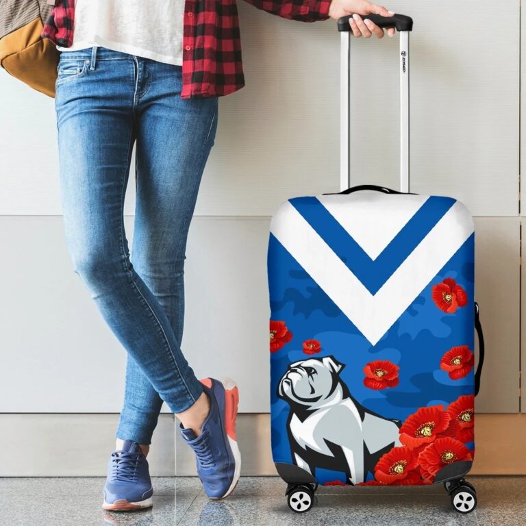 NRL Bulldogs Luggage Covers Anzac Day Poppy Flowers TH4
