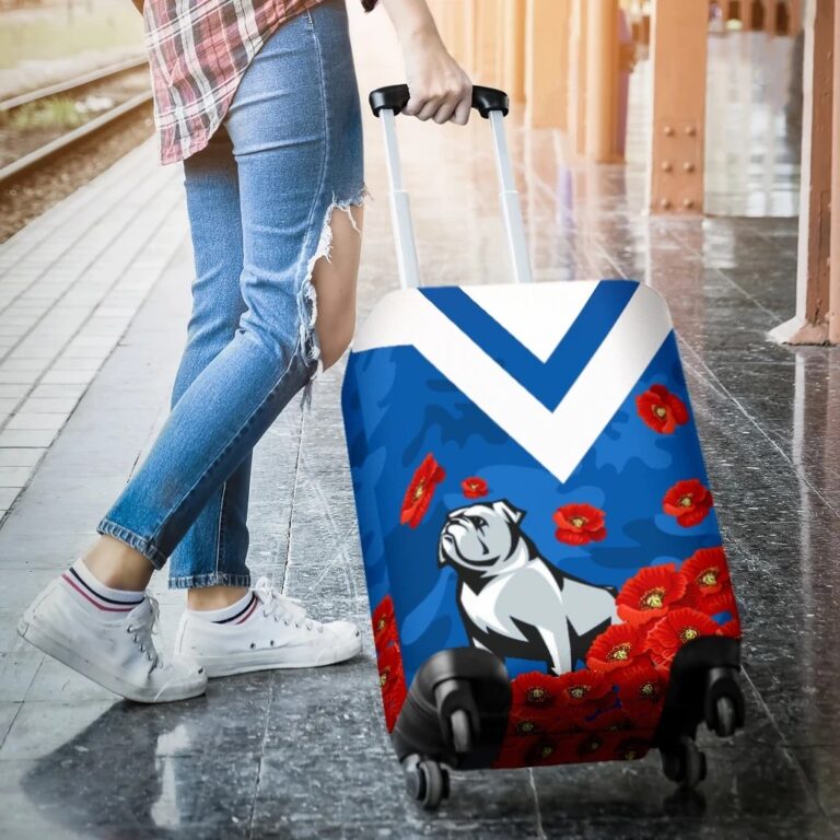 NRL Bulldogs Luggage Covers Anzac Day Poppy Flowers TH4