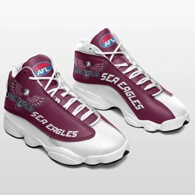 NRL Manly Warringah Sea Eagles White Maroon Air Jordan 13 Shoes
