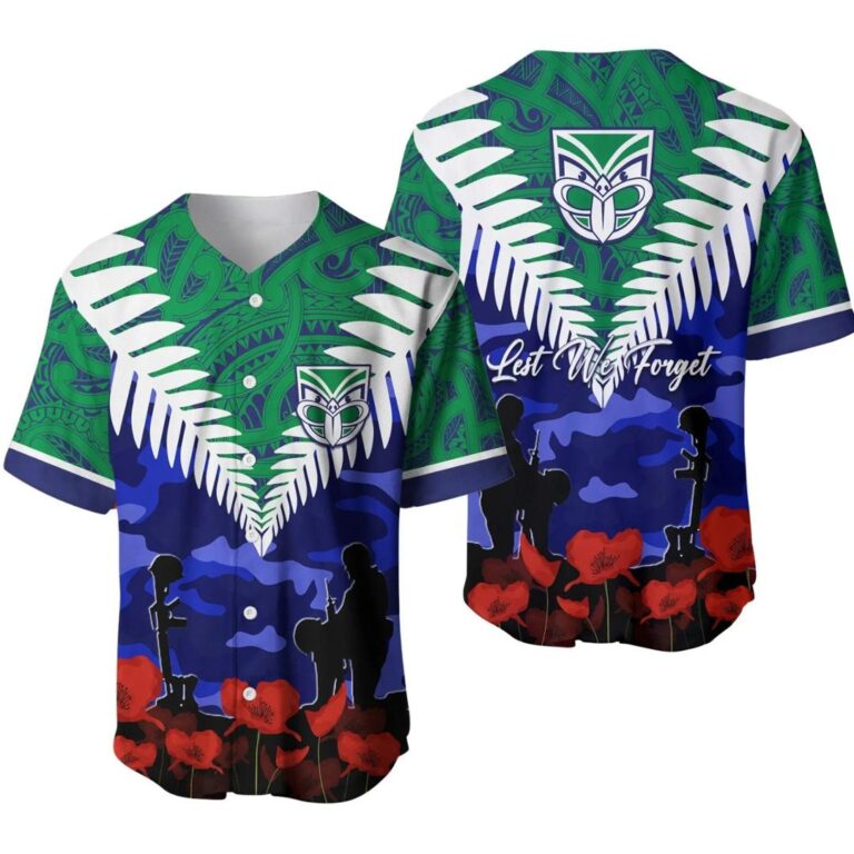 NRL New Zealand Warriors ANZAC Day Maori Mix Camouflage Baseball Jersey