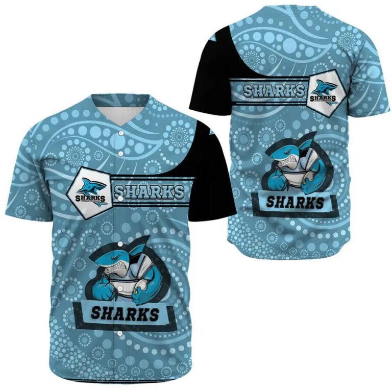 NRL Cronulla-Sutherland Sharks Simple Indigenous Baseball Jersey