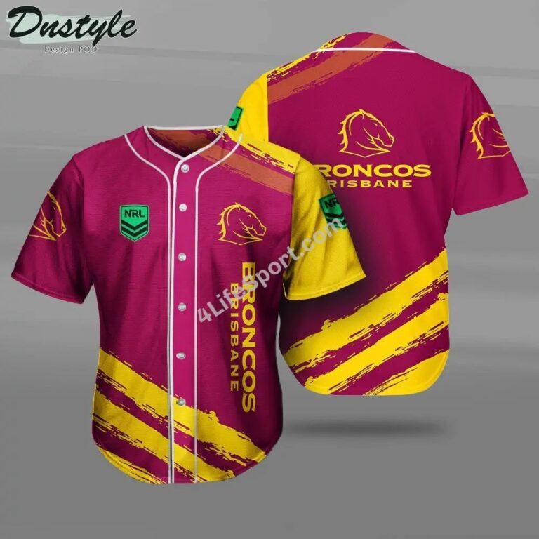 NRL Brisbane Broncos Maroon Gold Baseball Jersey