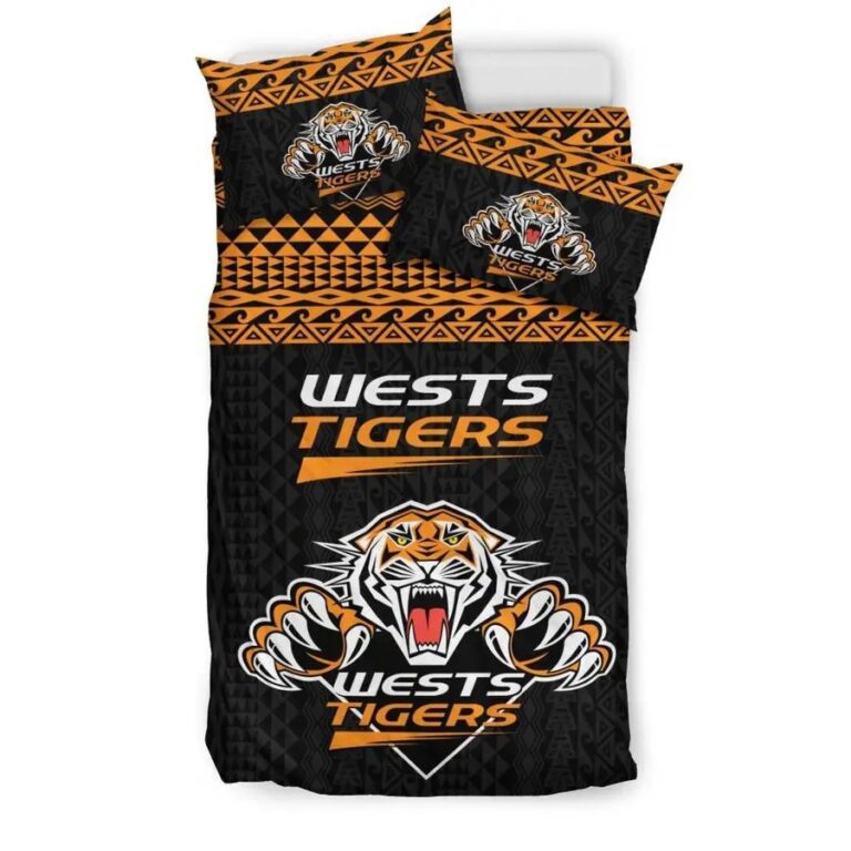 NRL Wests Tigers Polynesian Bedding Duvet Cover + 1|2 Pillow Cases