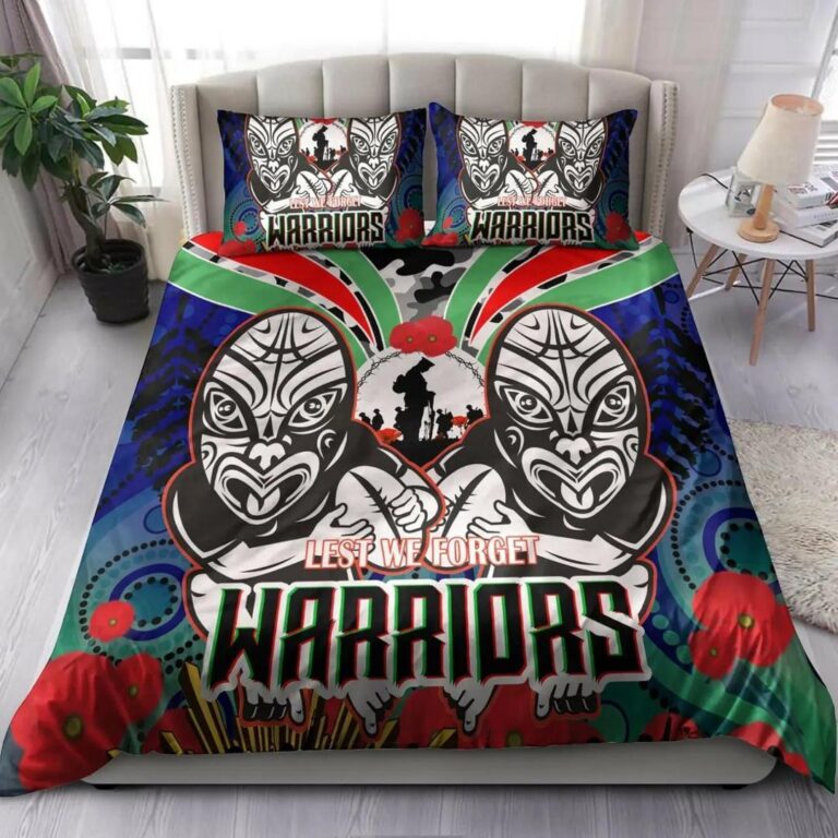 NRL New Zealand Warriors ANZAC Aboriginal Bedding Duvet Cover + 1|2 Pillow Cases