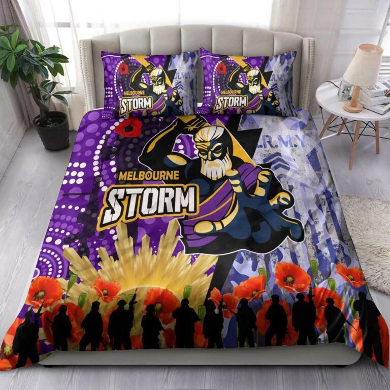 NRL Melbourne Storm Bedding Duvet Cover + 1|2 Pillow Cases V5