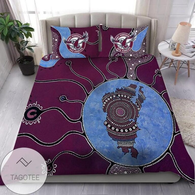 NRL Manly Warringah Sea Eagles Indigenious Bedding Duvet Cover + 1|2 Pillow Cases