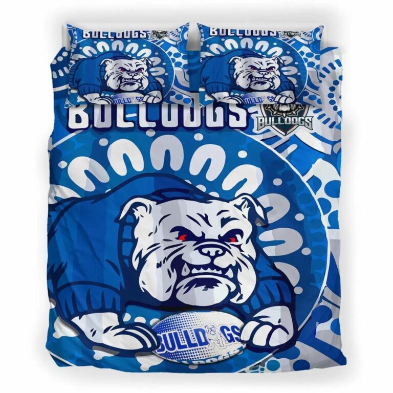NRL Canterbury Bankstown Bulldogs - Aboriginal Watercolour Bedding Duvet Cover + 1|2 Pillow Cases