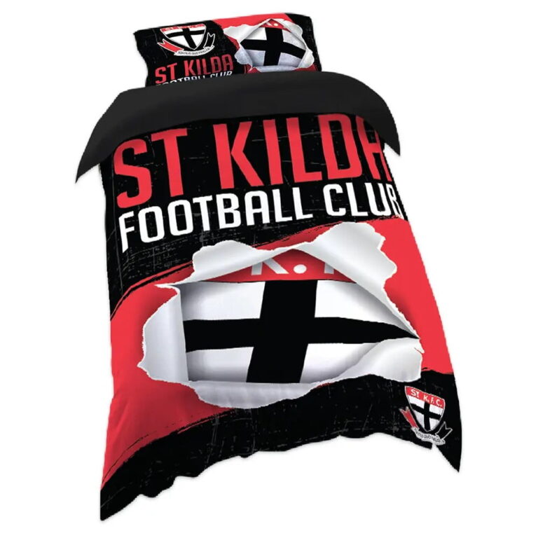 AFL St Kilda Saints Big Logo Bedding Duvet Cover + 1|2 Pillow Cases