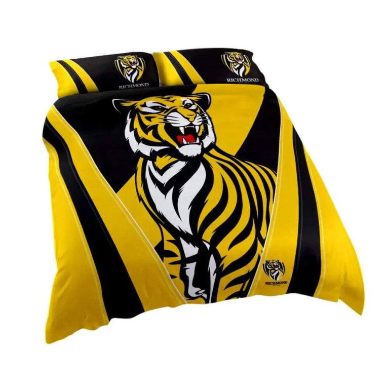 AFL Richmond Tigers Black Yellow Stripes Bedding Duvet Cover + 1|2 Pillow Cases