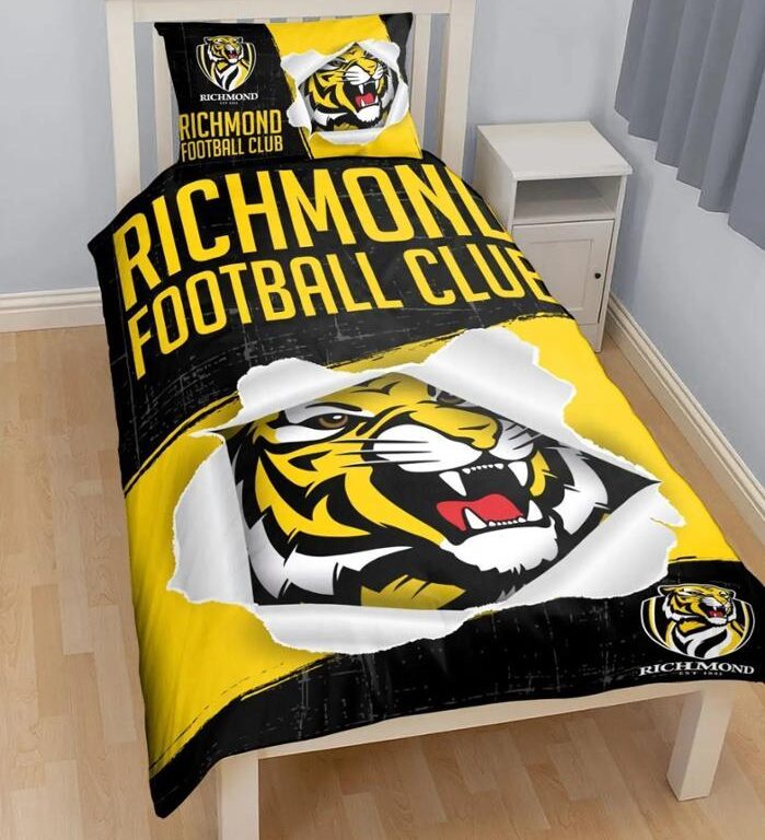 AFL Richmond Tigers Big Logo Bedding Duvet Cover + 1|2 Pillow Cases