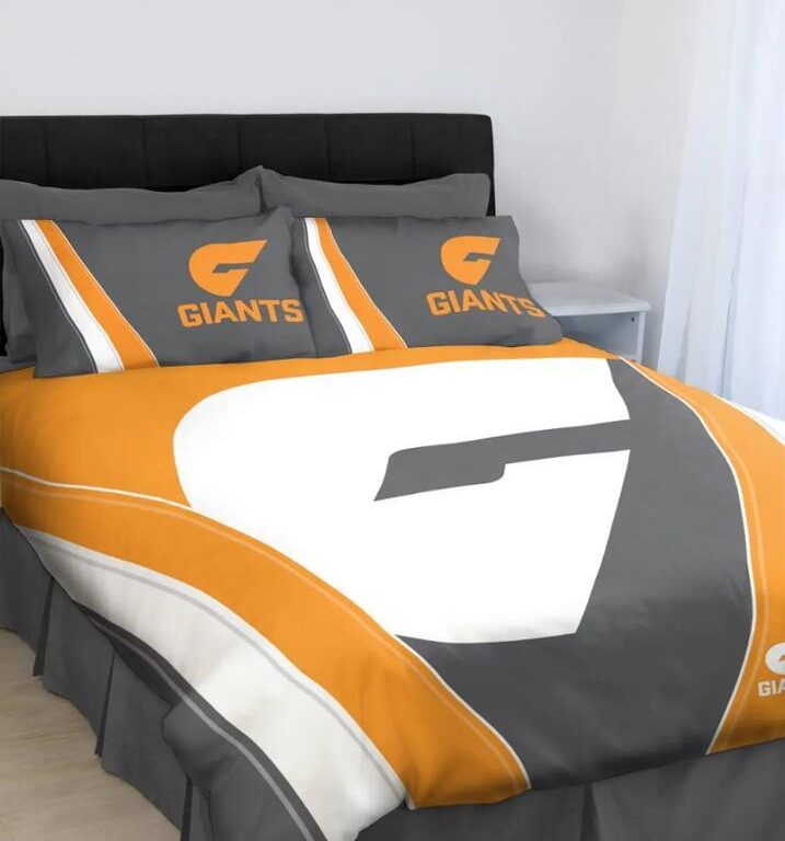 AFL Greater Western Sydney Giants Orange Stripes Bedding Duvet Cover + 1|2 Pillow Cases